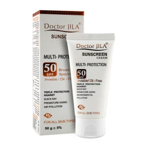 کرم ضد آفتاب SPF50 بی‌رنگ مولتی پروتکشن دکتر ژیلا 50 میلی‌لیتر